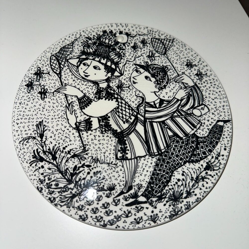 Vintage 1970s August Bye Months of Love by Bjorn Wiinblad Decorative Wall Plate